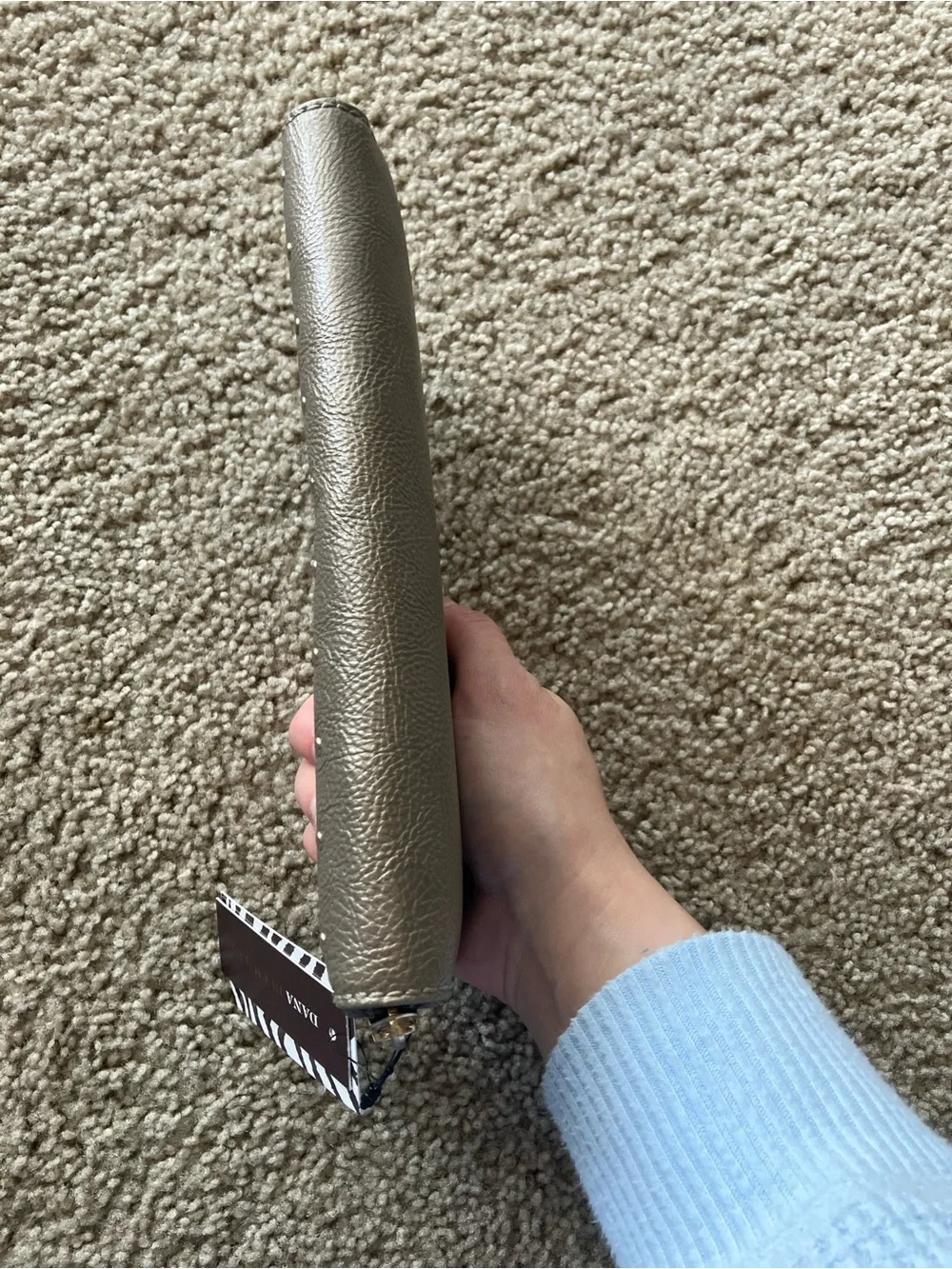 Dana Buchman Metallic Gray Zip-Around Studded Wallet